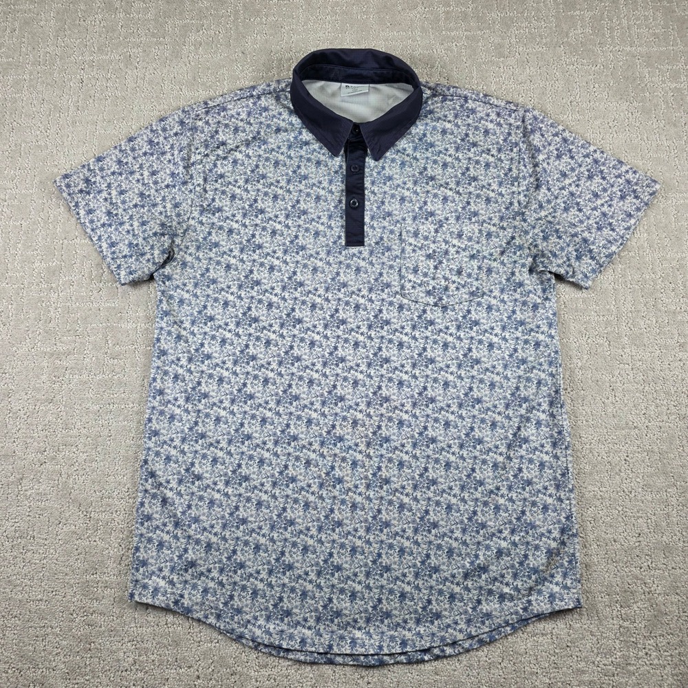 BYLT Premium Basics Printed‎ Polo Shirt Mens Medium Blue Floral Golf Performance